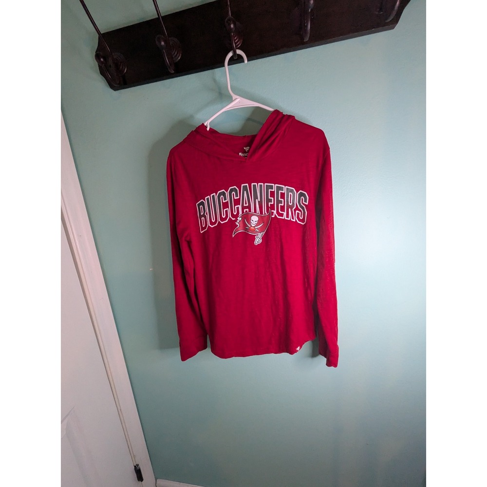 Fanatics Tampa Bay Buccaneers Mens Small Red Long Sleeve Hooded T-Shirt NFL - Picture 2 of 5